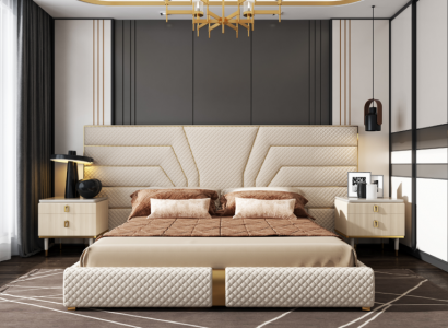 Schlofzëmmer Modern Holz Stoff Better Bett Polsterbett Luxus Duebelbett